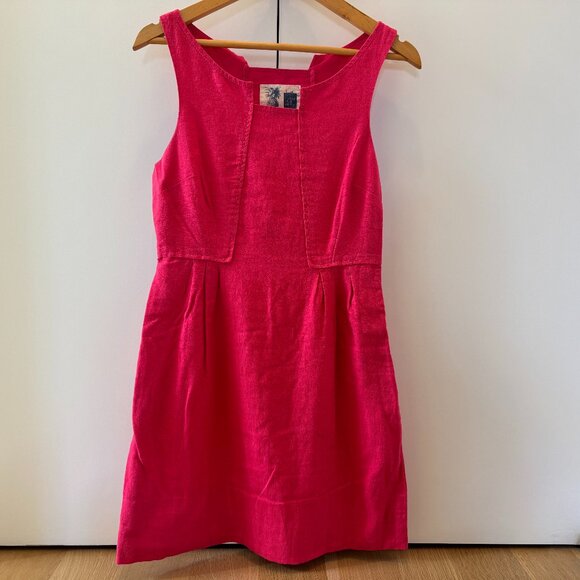 Anthropologie Edme & Esyllte Barbiecore Hot Pink Sleeveless Linen Sheat (Size 0) - Picture 1 of 6